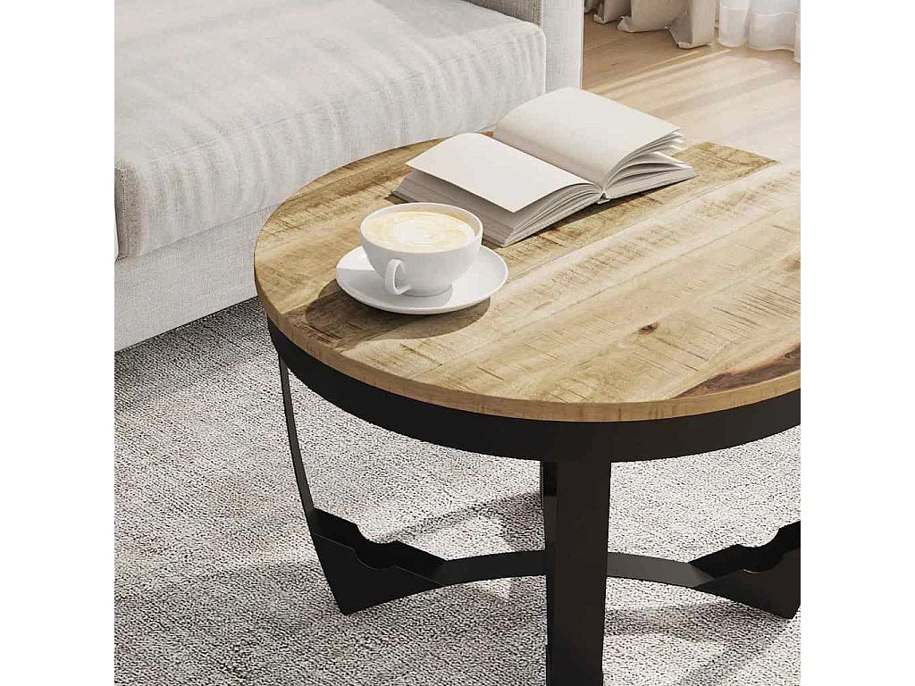 Table basse bois de manguier brut 60x40 cm