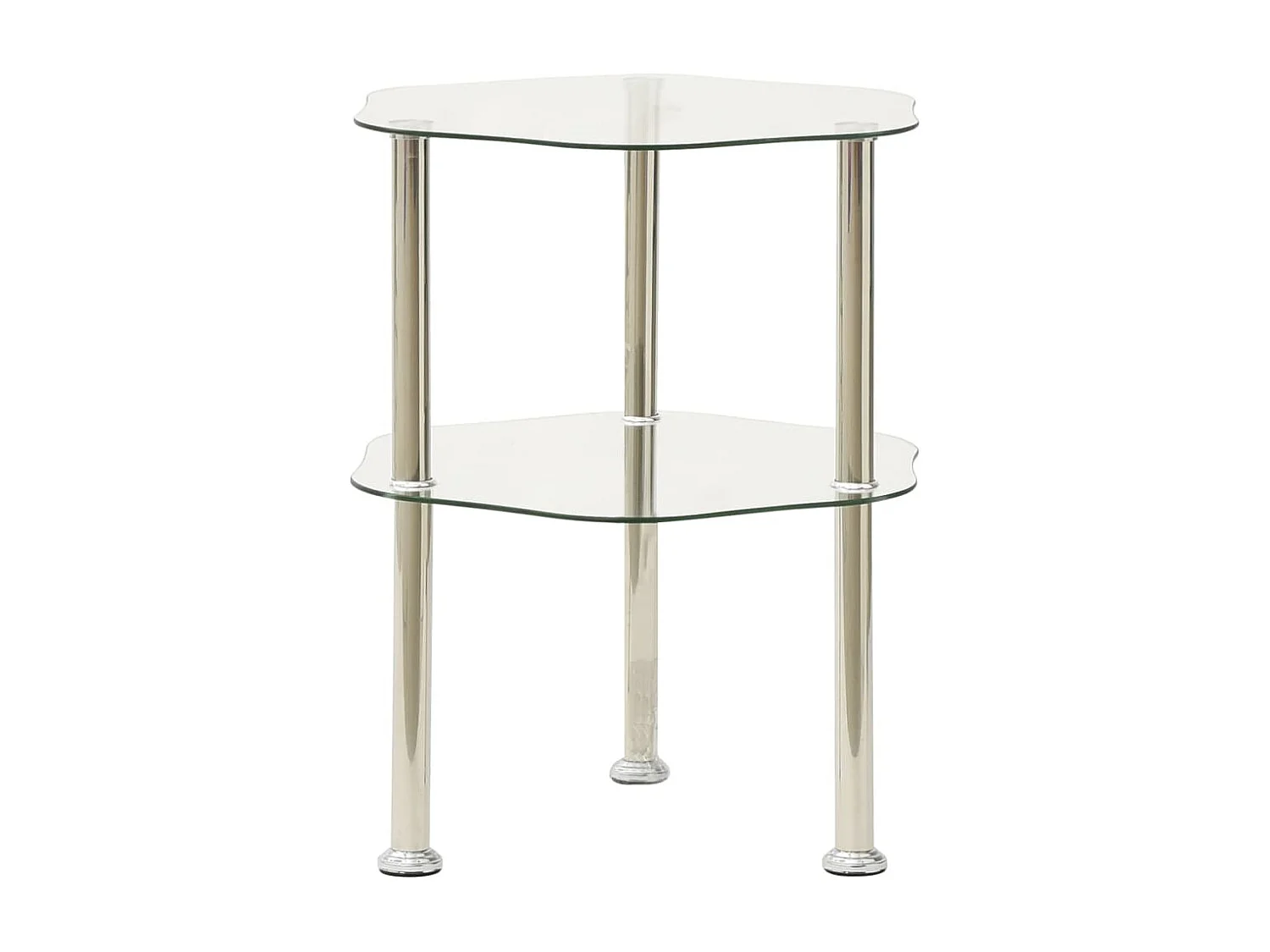 Bijzettafel 2-laags 38x38x50 cm gehard glas transparant