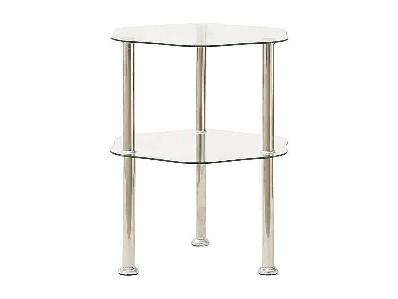 Mesa apoio duas prateleiras 38x38x50cm vidro temp. transparente