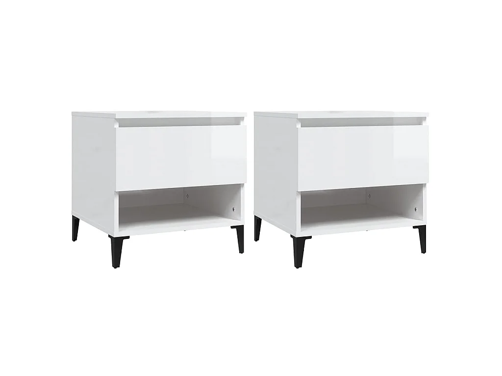 Tables d'appoint 2pcs Blanc brillant 50x46x50cm Bois ingénierie