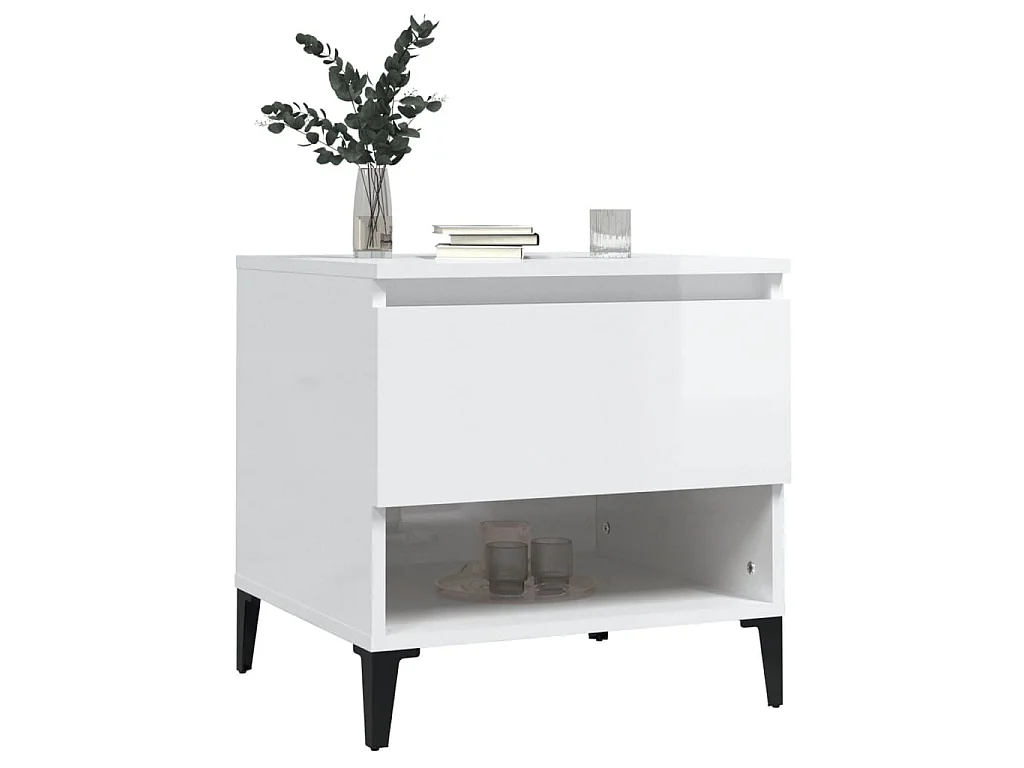 Tables d'appoint 2pcs Blanc brillant 50x46x50cm Bois ingénierie