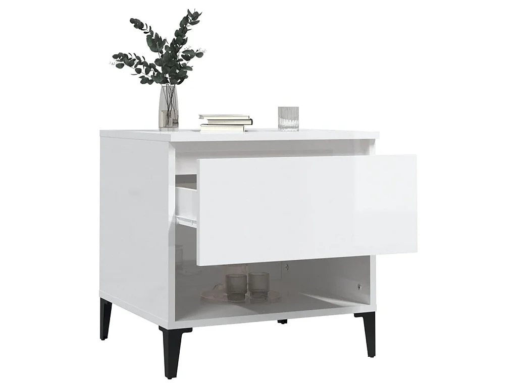 Tables d'appoint 2pcs Blanc brillant 50x46x50cm Bois ingénierie