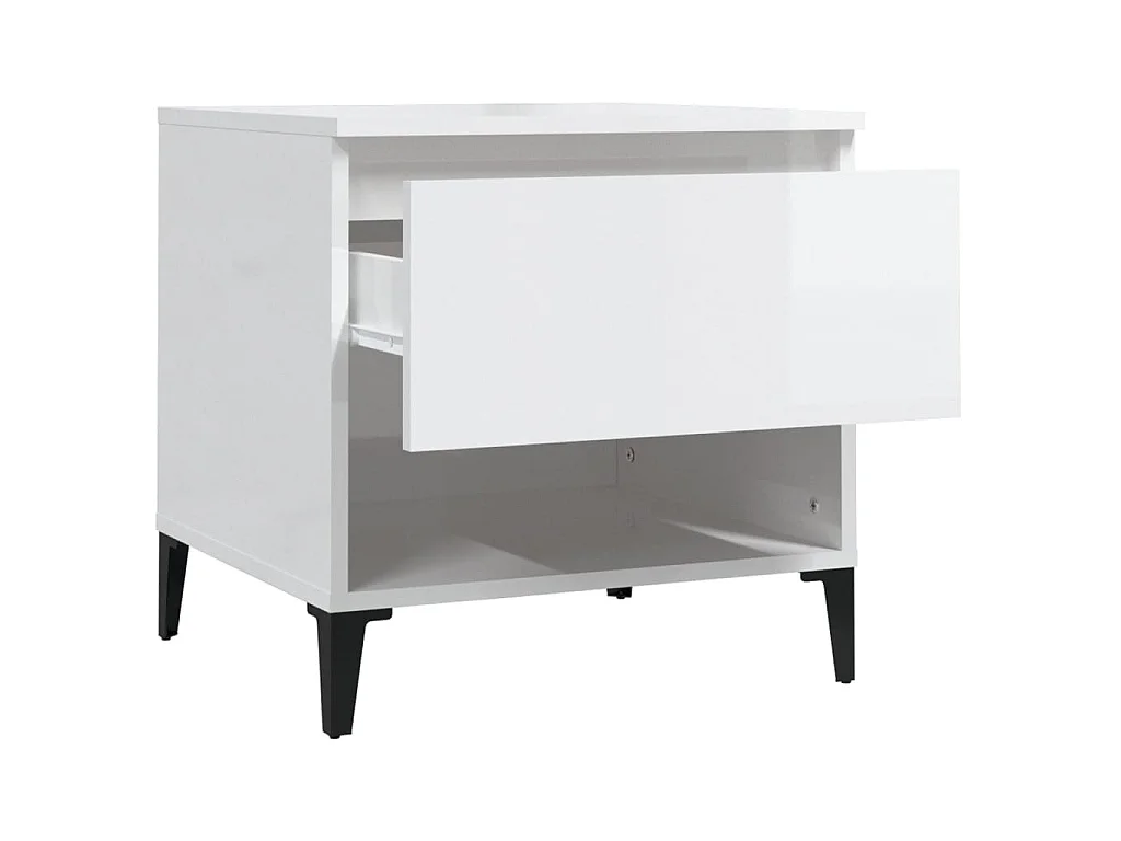 Tables d'appoint 2pcs Blanc brillant 50x46x50cm Bois ingénierie