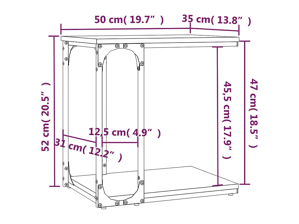 Table d'appoint Sonoma gris 50x35x52 cm Bois d'ingénierie