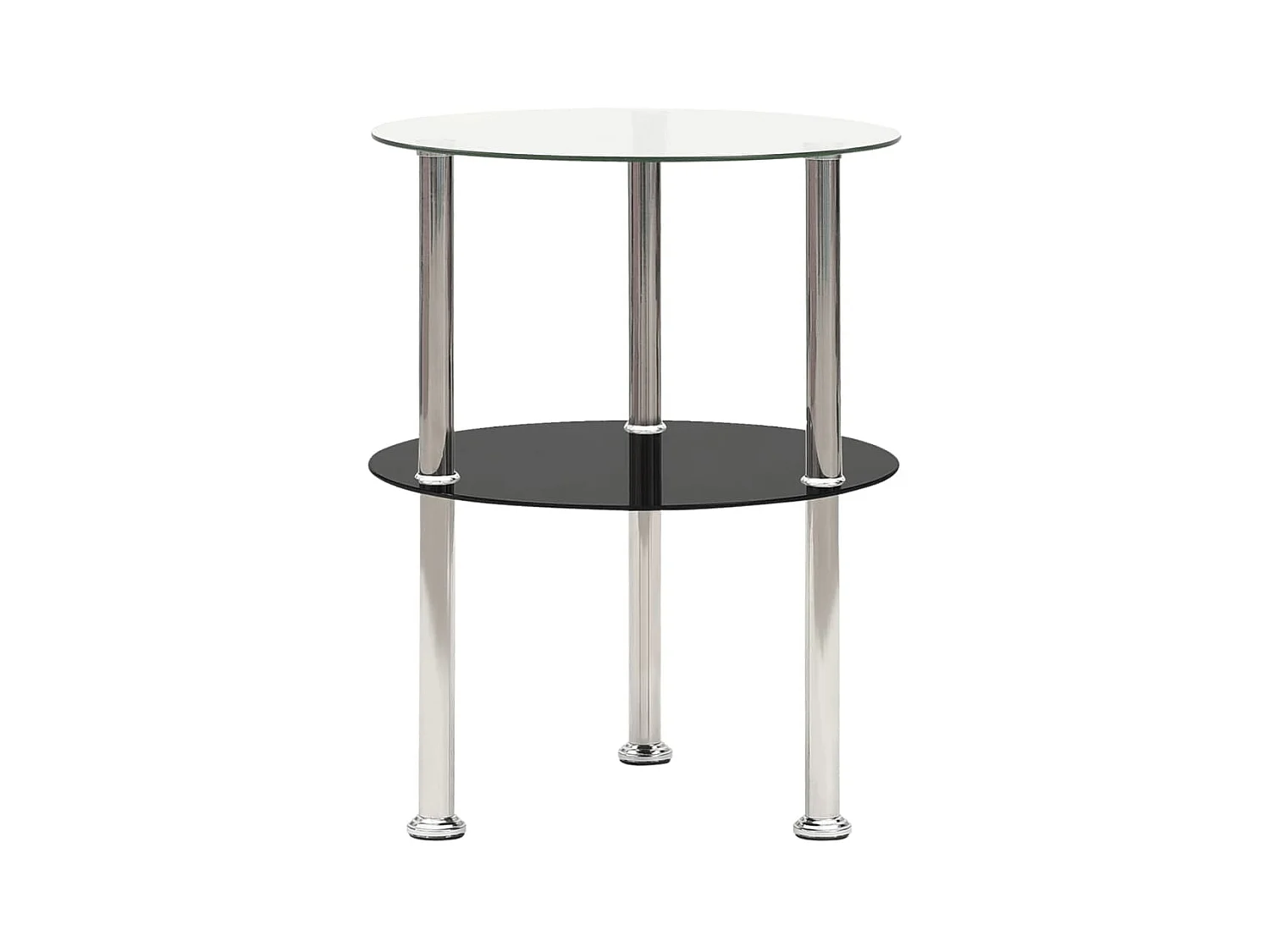 Table d'appoint 2 niveaux Transparent et noir 38cm Verre trempé