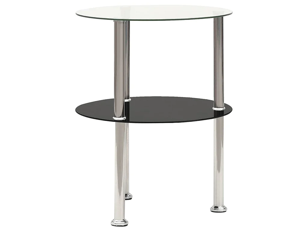Mesa apoio duas prateleiras 38cm vidro temp. transparente/preto