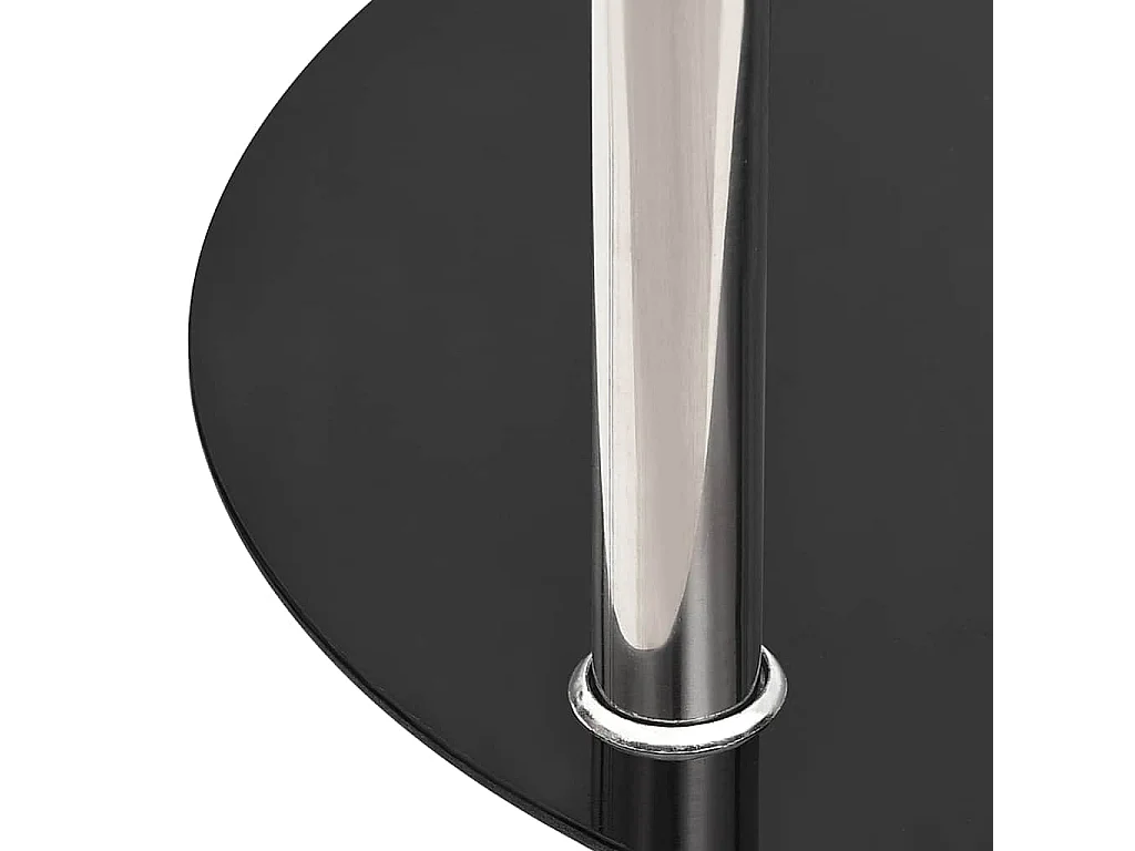 Bijzettafel 2-laags 38 cm gehard glas transparant en zwart