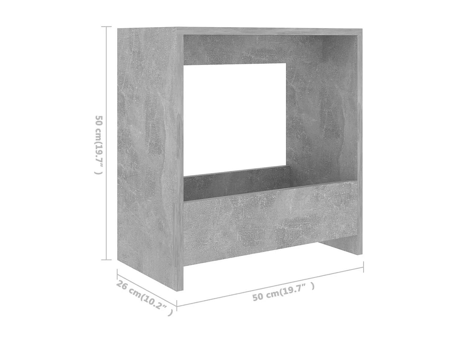 Bijzettafel 50x26x50 cm bewerkt hout betongrijs