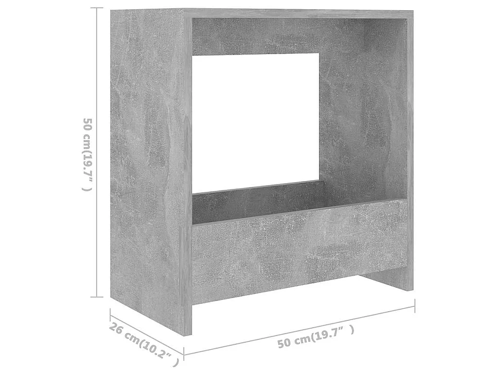Table d'appoint gris béton 50x26x50 cm bois d'ingénierie