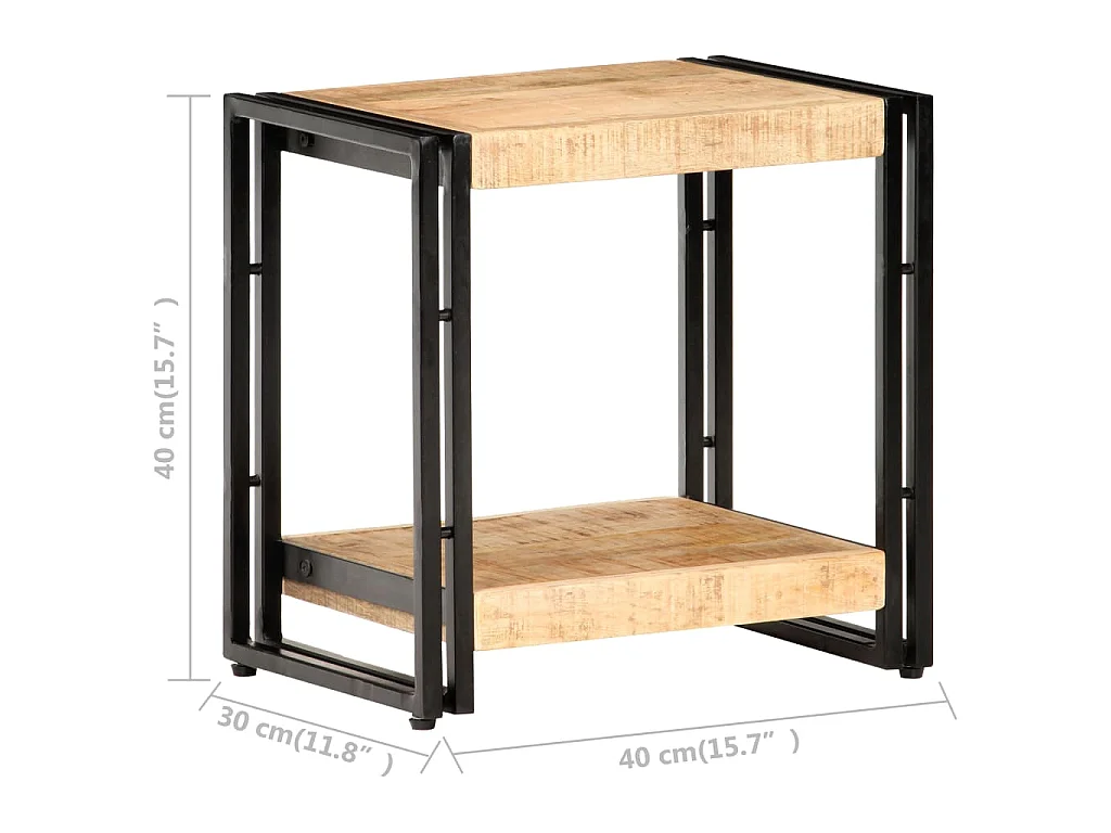 Bijzettafel 40x30x40 cm ruw mangohout