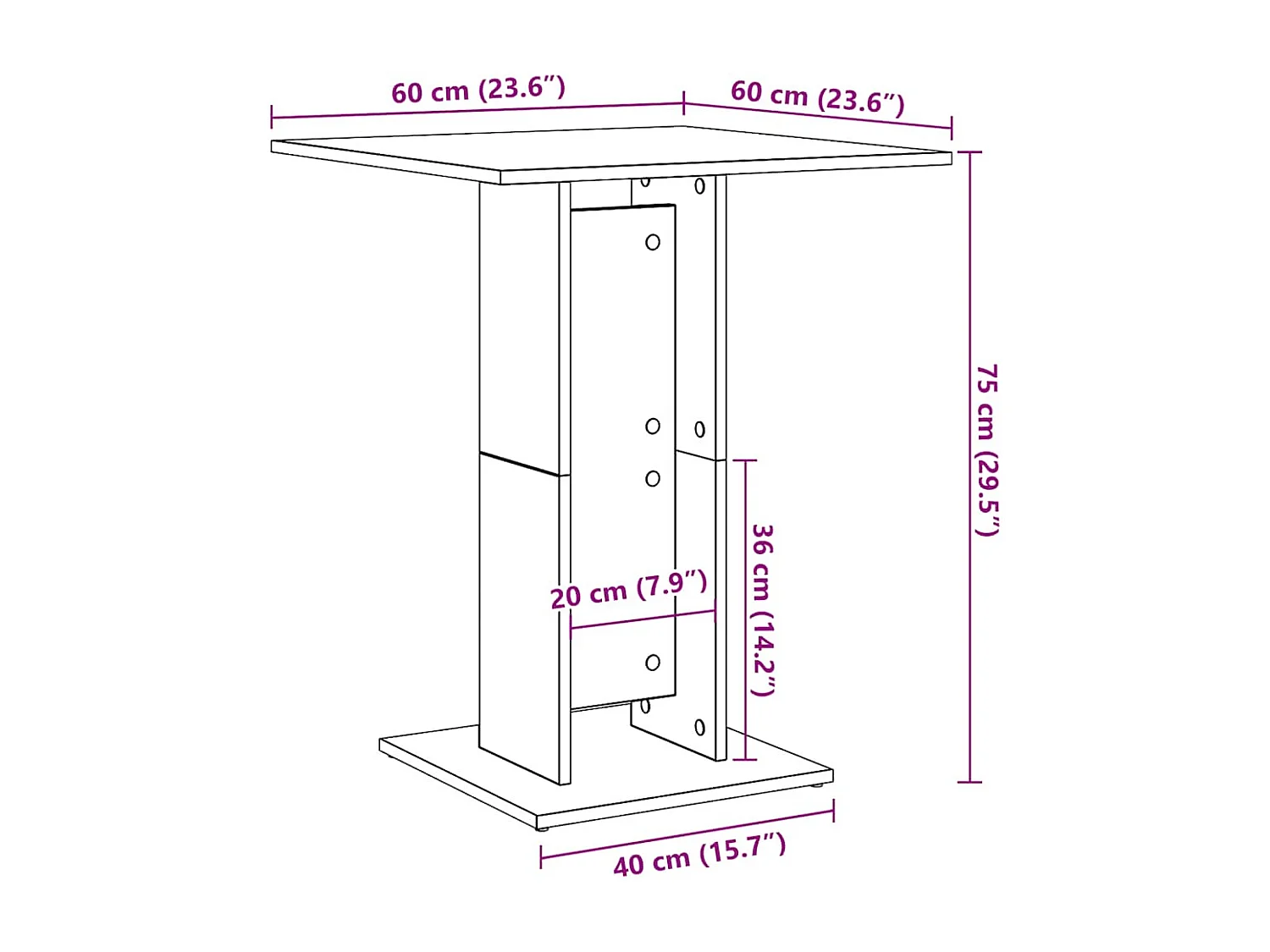 Mesa auxiliar madera contrachapada roble ahumado 70x35x55 cm
