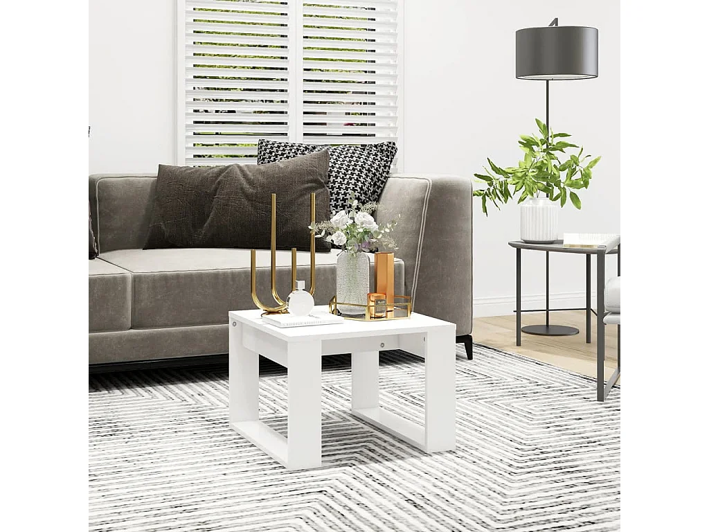 Table d'appoint Blanc 50x50x35 cm Bois d’ingénierie