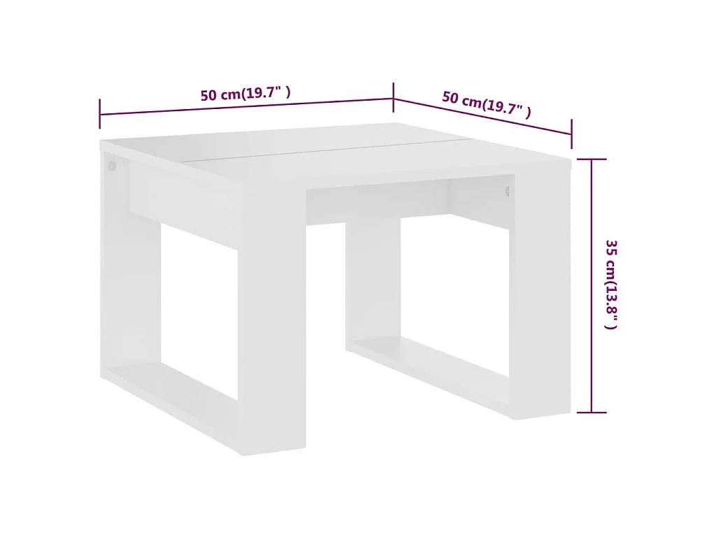 Bijzettafel 50x50x35 cm bewerkt hout wit