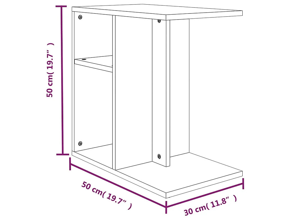 Beistelltisch Räuchereiche 50x30x50 cm Holzwerkstoff
