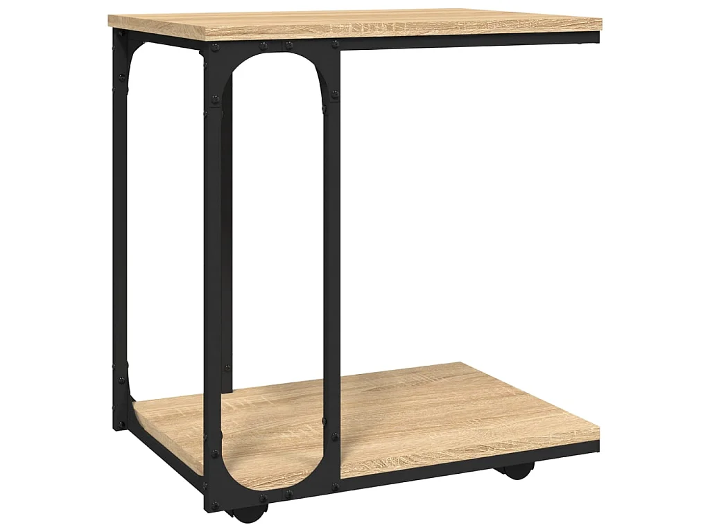 Table d'appoint à roues Chêne sonoma 50x35x55,5 cm