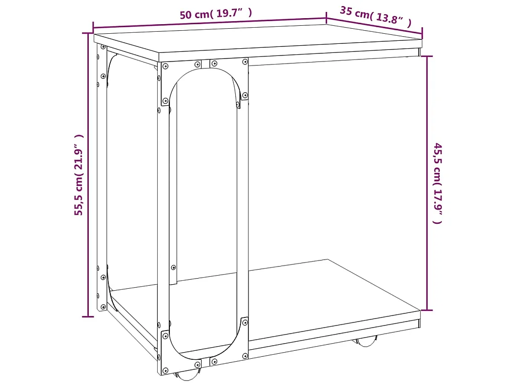 Table d'appoint à roues Chêne sonoma 50x35x55,5 cm