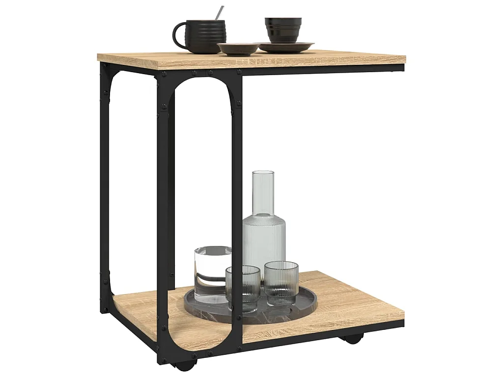 Table d'appoint à roues Chêne sonoma 50x35x55,5 cm