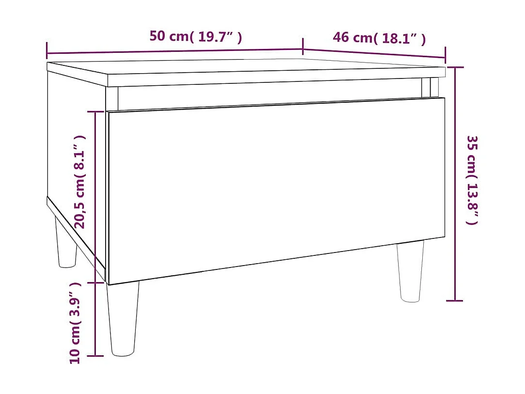 Bijzettafels 2 st 50x46x35 cm bewerkt hout wit