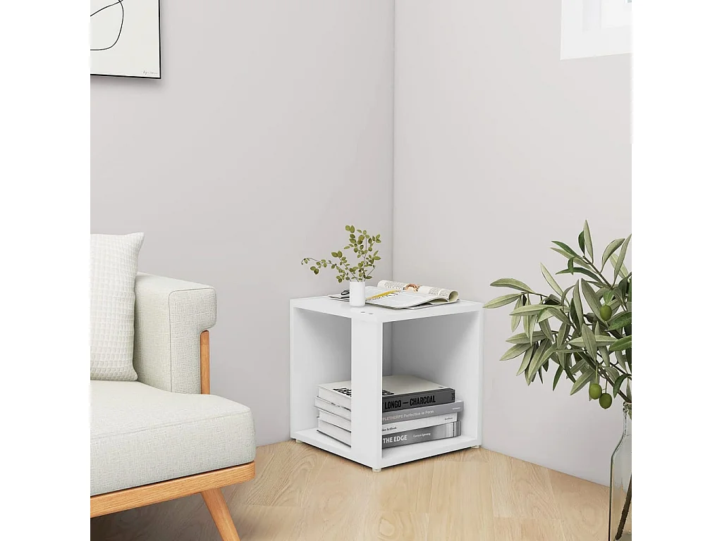 Table d'appoint Blanc 33x33x34,5 cm Aggloméré