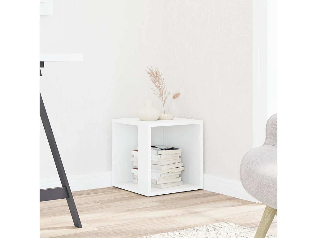 Bijzettafel 33x33x34,5 cm bewerkt hout wit