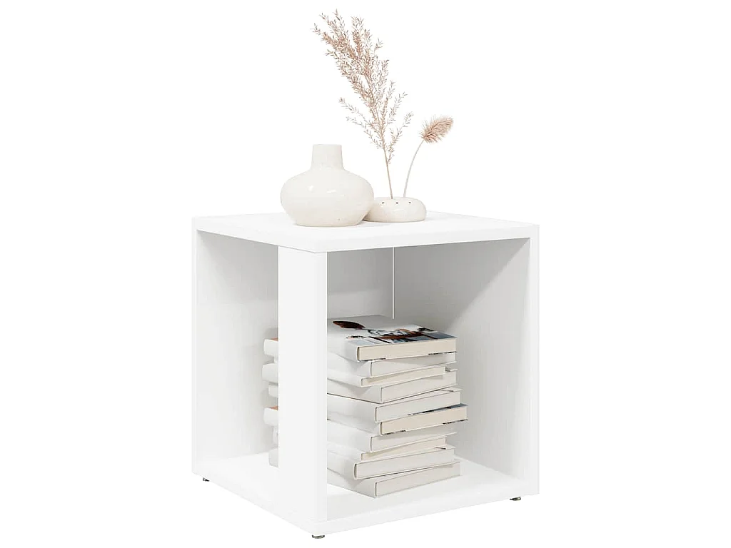 Bijzettafel 33x33x34,5 cm bewerkt hout wit