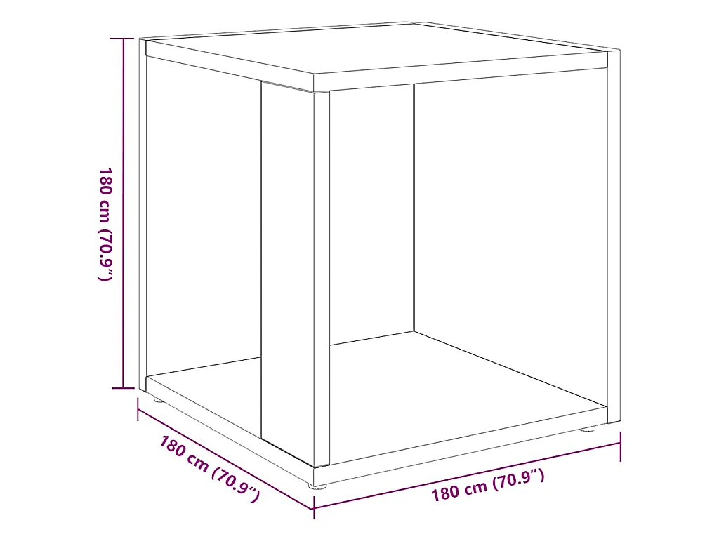 Bijzettafel 33x33x34,5 cm bewerkt hout wit