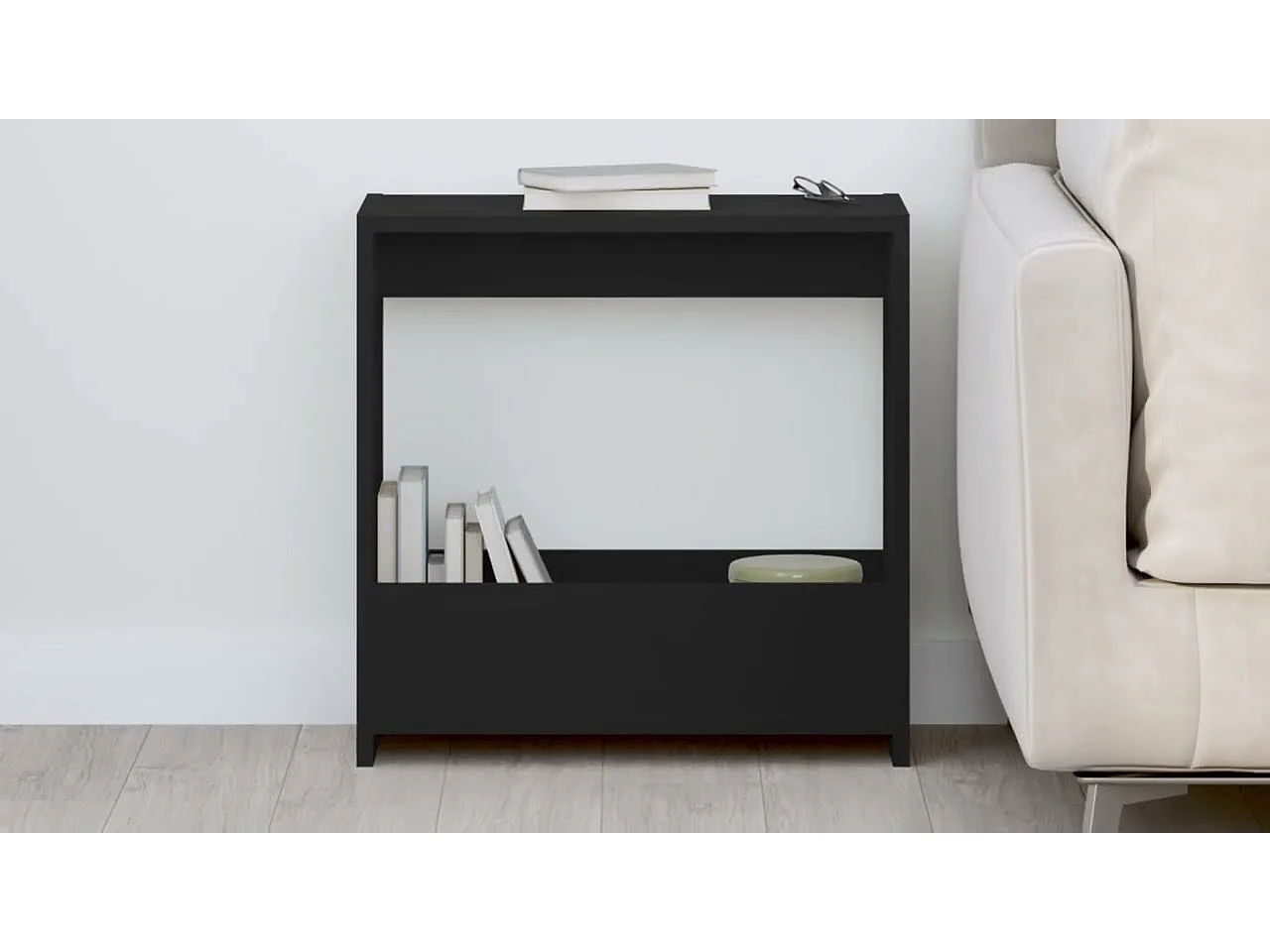 Tavolino Nero 50x26x50 cm in Legno Multistrato