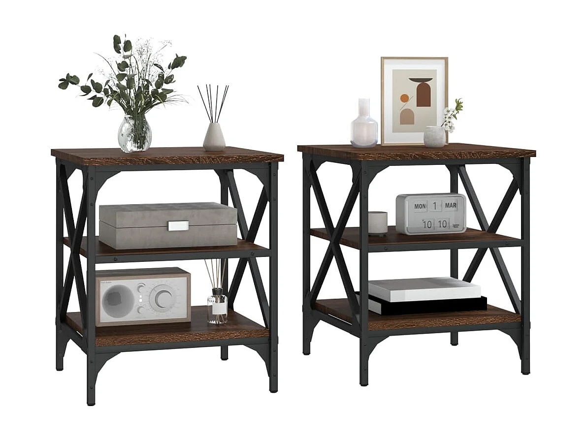Beistelltische 2 Stk. Braun Eichen-Optik 40x42x50 cm