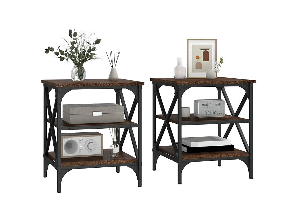 Tables d'appoint 2 pcs Chêne marron 40x42x50 cm Bois ingénierie