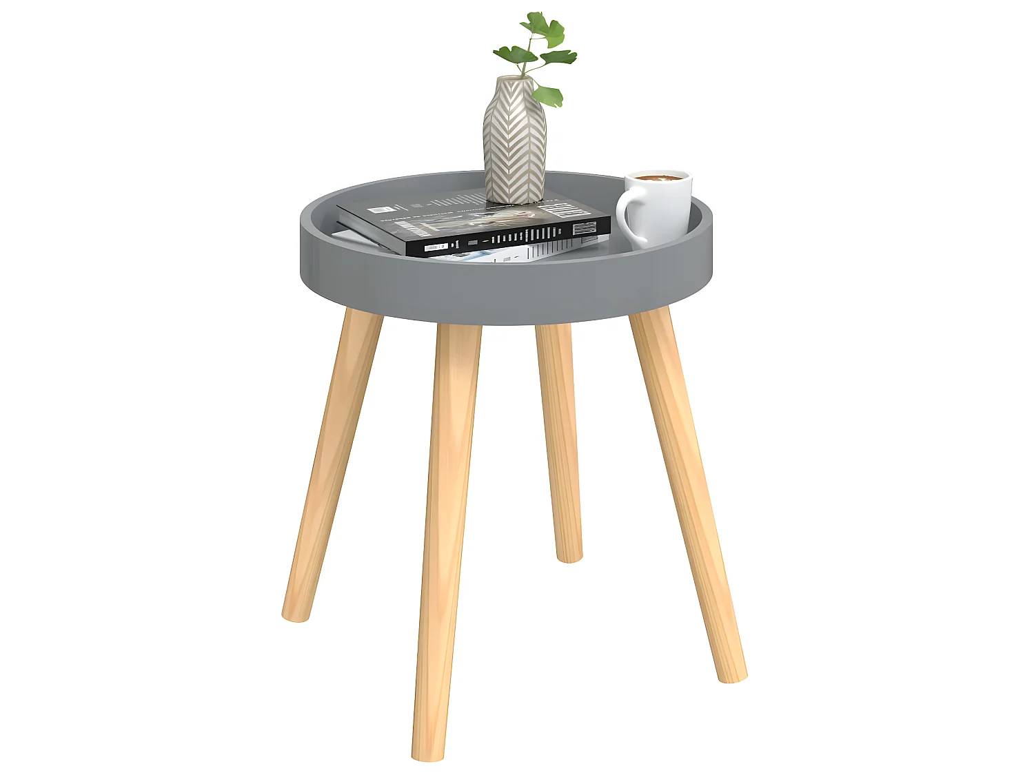 Beistelltisch Grau 38x38x40 cm Holzwerkstoff Massivholz Kiefer