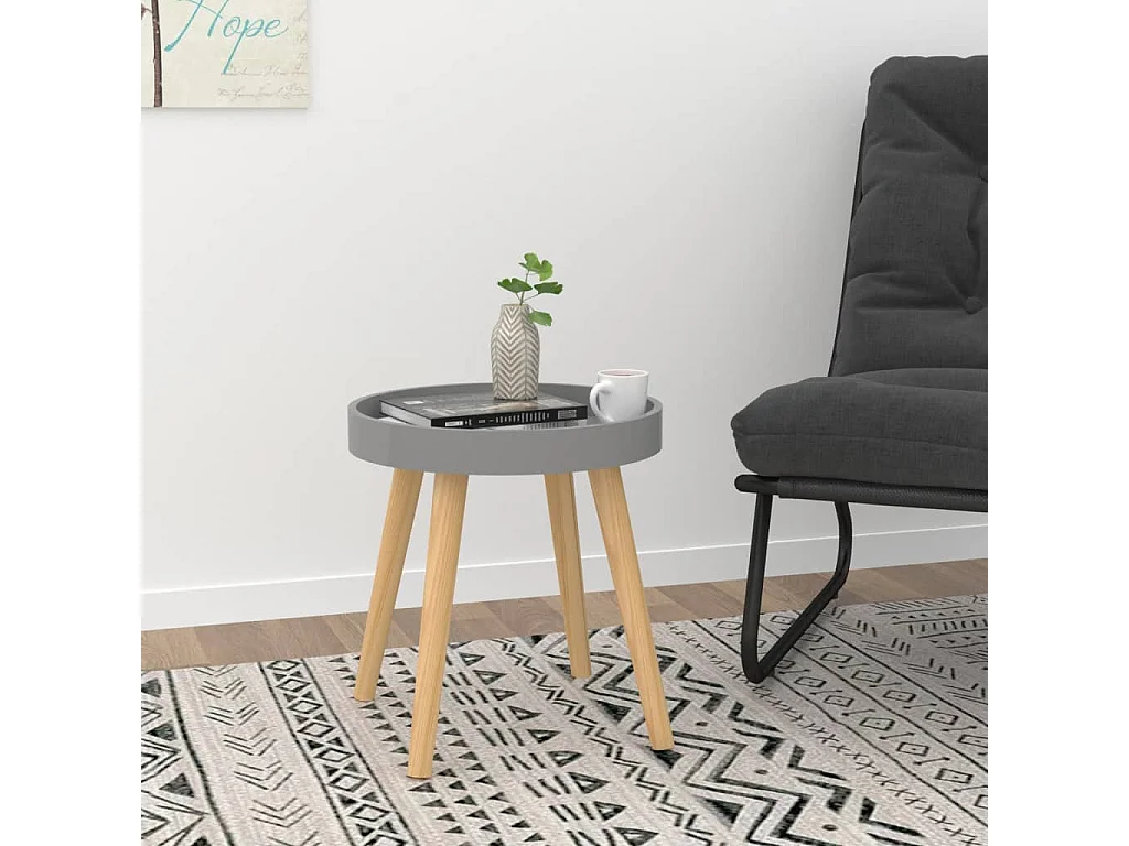 Mesa auxiliar madera contrachapada y pino gris 38x38x40 cm