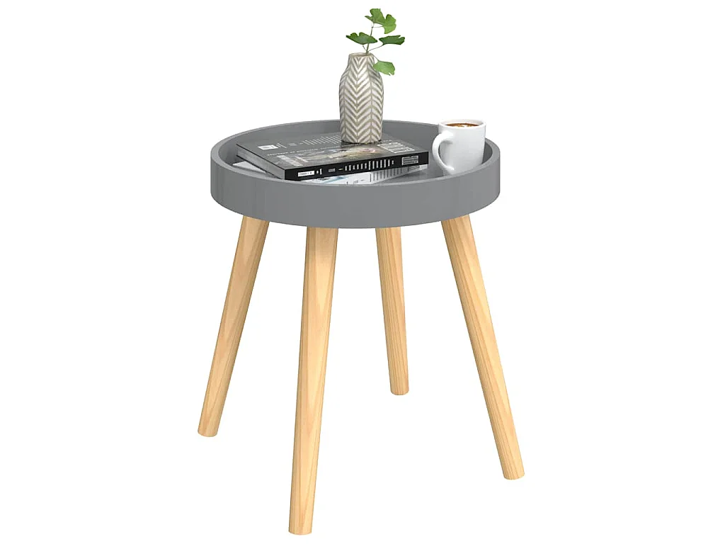 Table d'appoint Gris 38x38x40 cm Bois ingénierie et pin massif