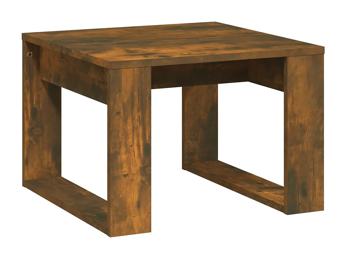 Bijzettafel 50x50x35 cm bewerkt hout gerookt eikenkleurig