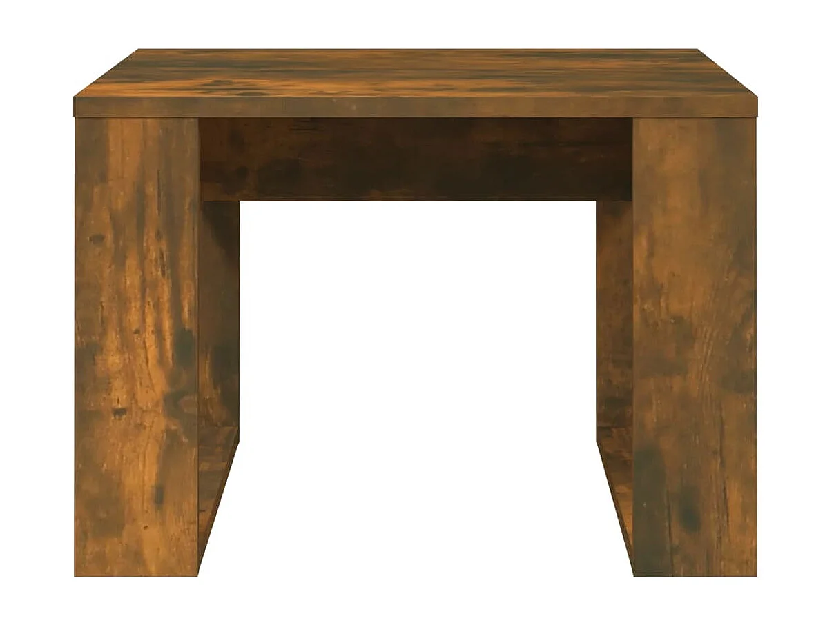 Bijzettafel 50x50x35 cm bewerkt hout gerookt eikenkleurig