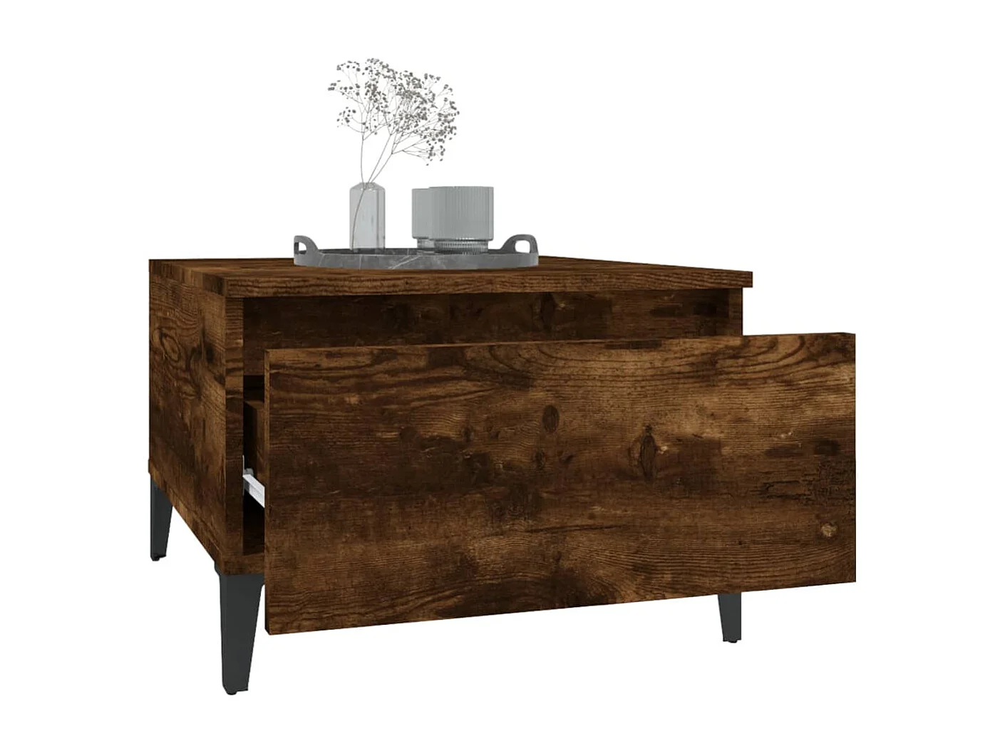 Mesa auxiliar madera contrachapada roble ahumado 50x46x35 cm