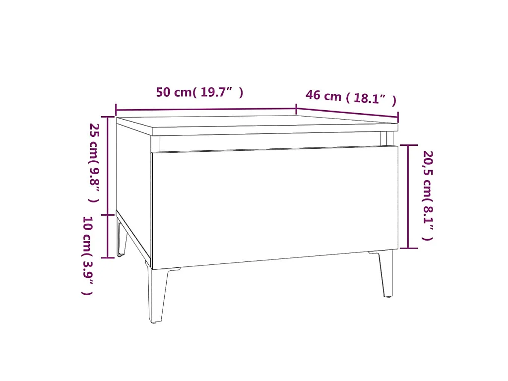 Table d'appoint Chêne fumé 50x46x35 cm Bois d'ingénierie