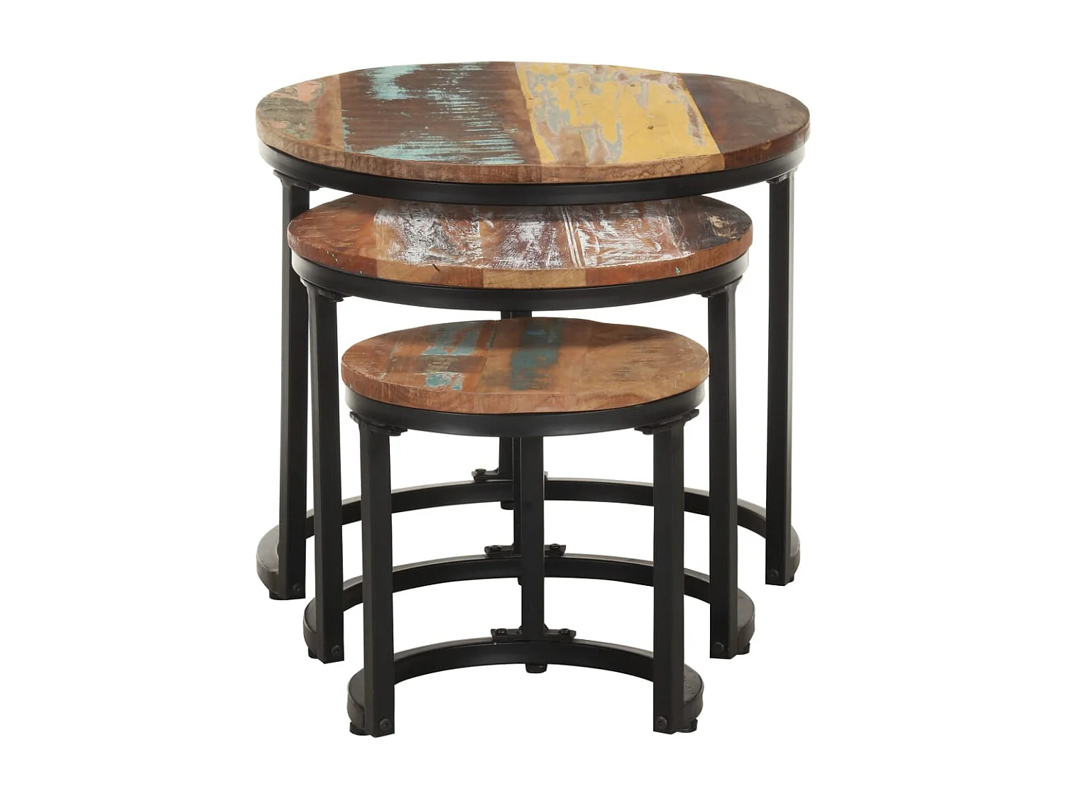 Tables d'appoint 3 pcs Bois de récupération massif