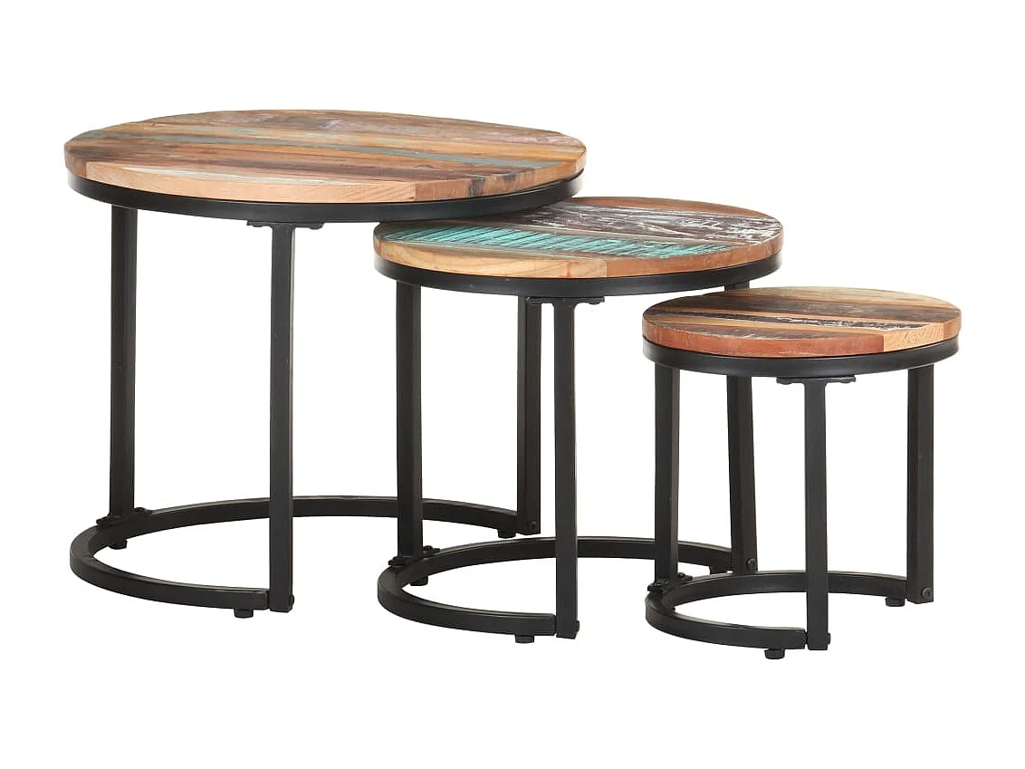 Tables d'appoint 3 pcs Bois de récupération massif