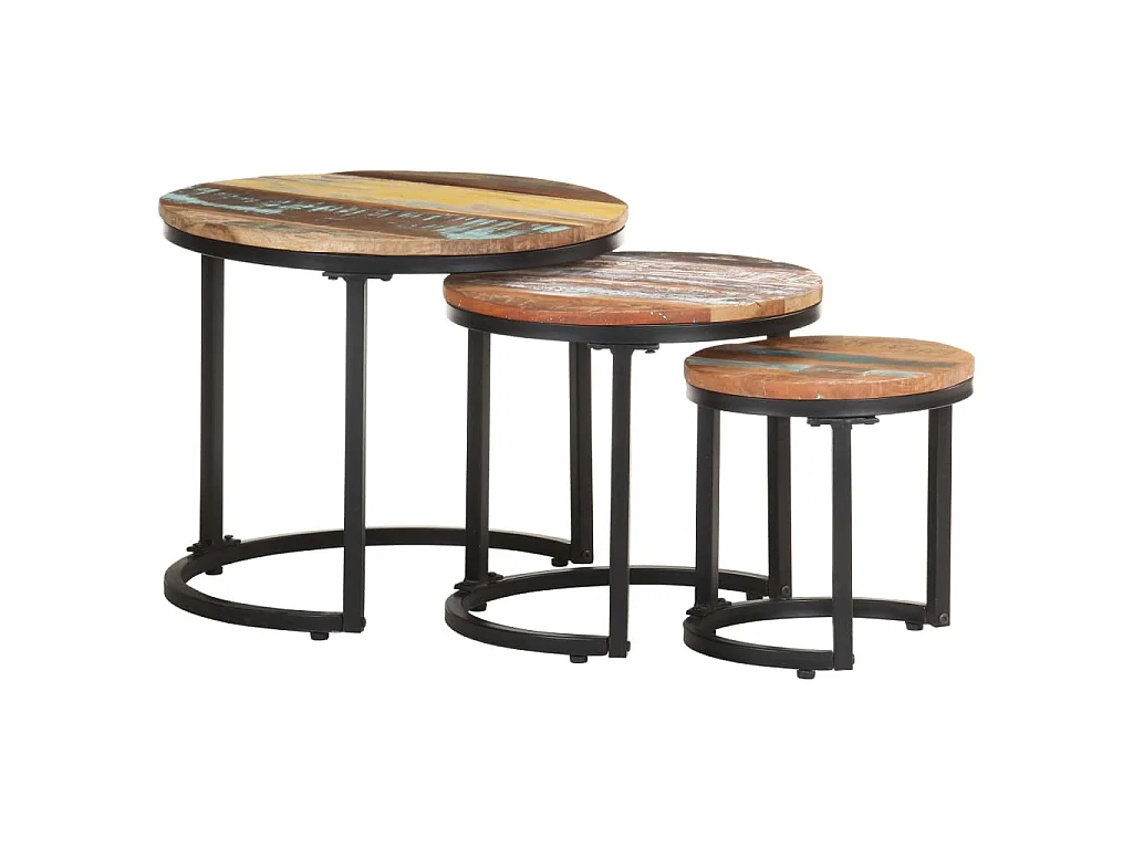 Tables d'appoint 3 pcs Bois de récupération massif