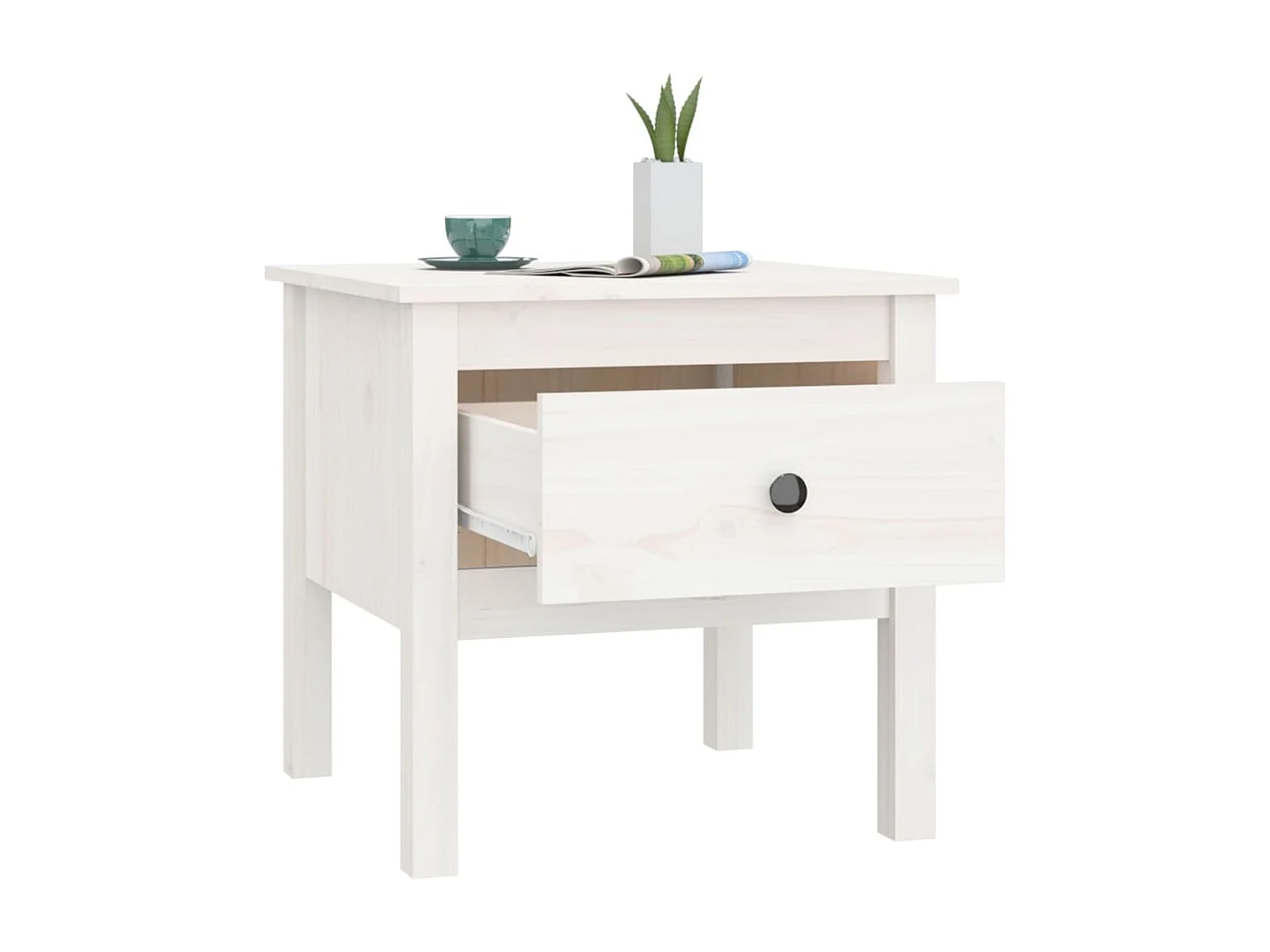 Mesa de apoio 50x50x49 cm pinho maciço Branco