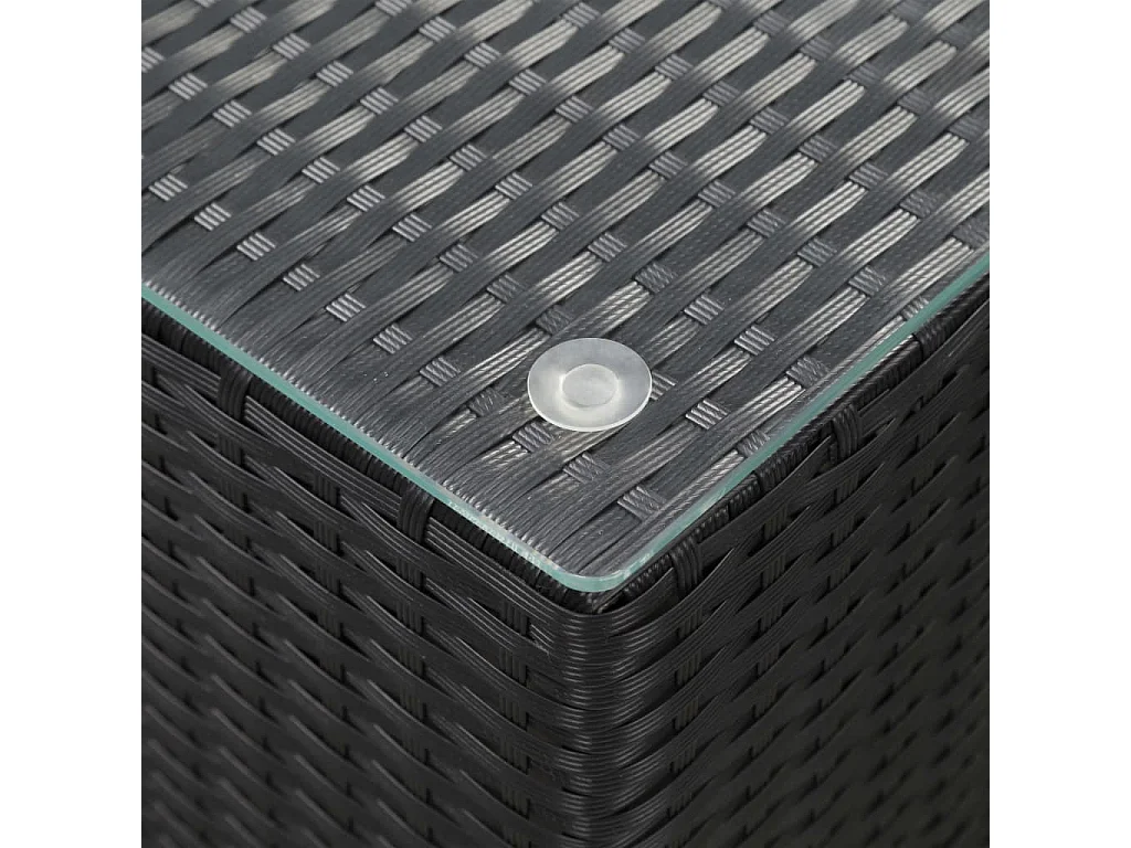 Tables d'appoint 3 pcs et dessus en verre Noir Résine tressée