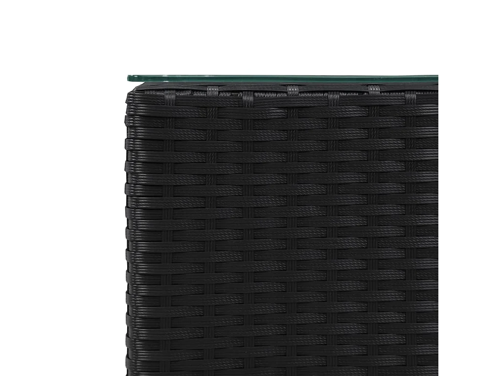 Tavolini Laterale 3 pz con Piano in Vetro Neri in Polyrattan