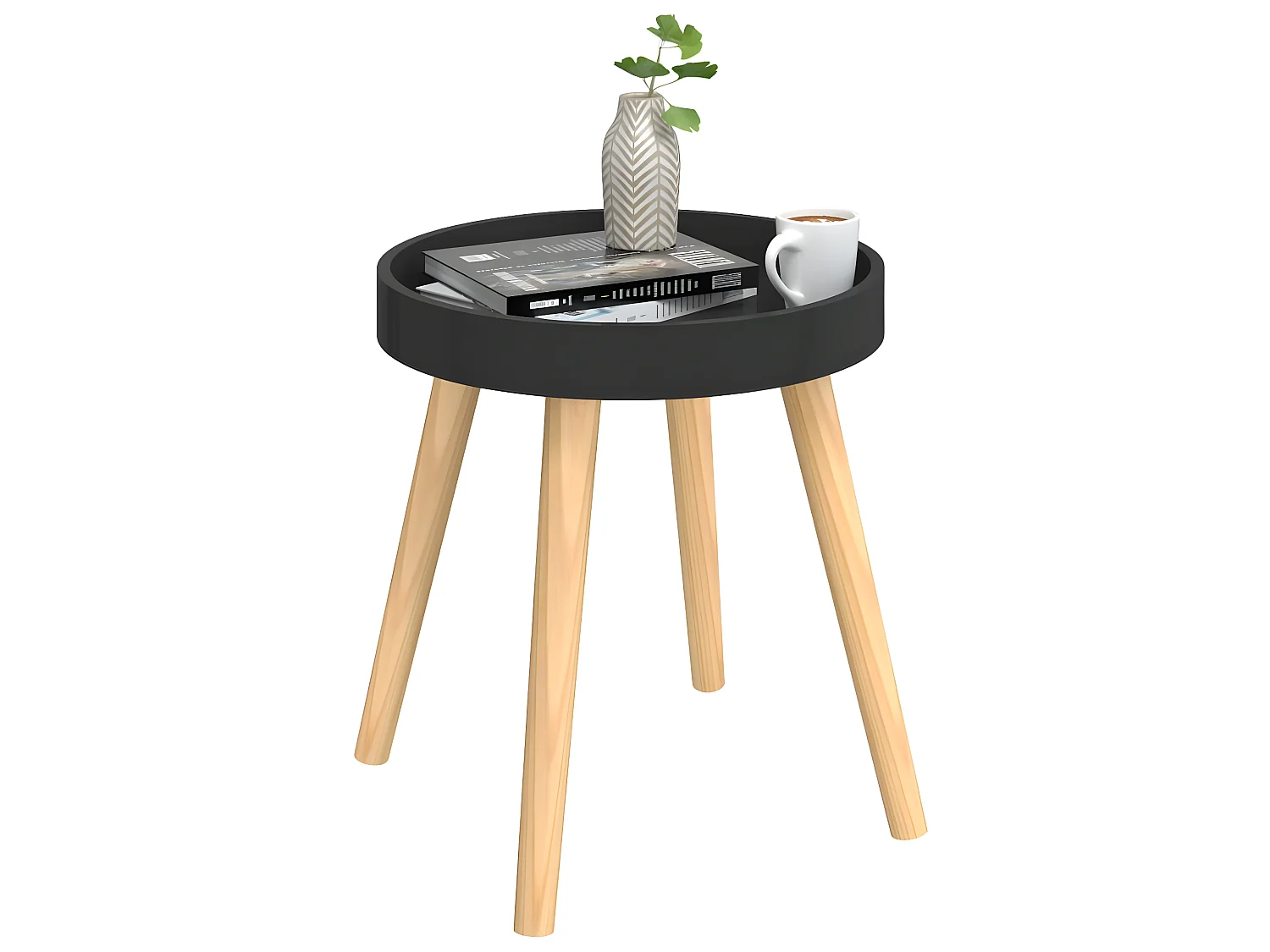 Table d'appoint Noir 38x38x40 cm Bois ingénierie et pin massif