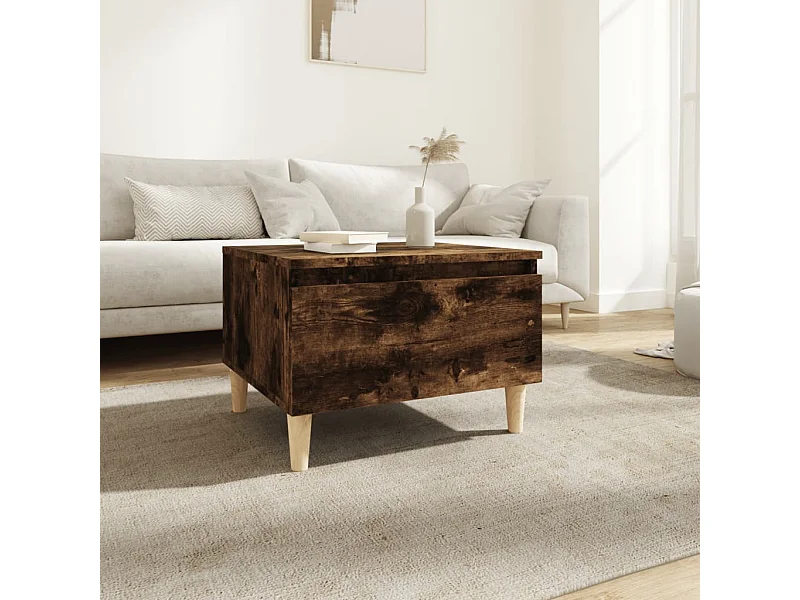 Bijzettafel 50x46x35 cm bewerkt hout gerookt eikenkleurig