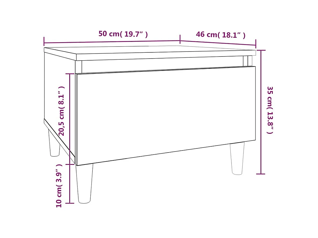 Bijzettafel 50x46x35 cm bewerkt hout gerookt eikenkleurig