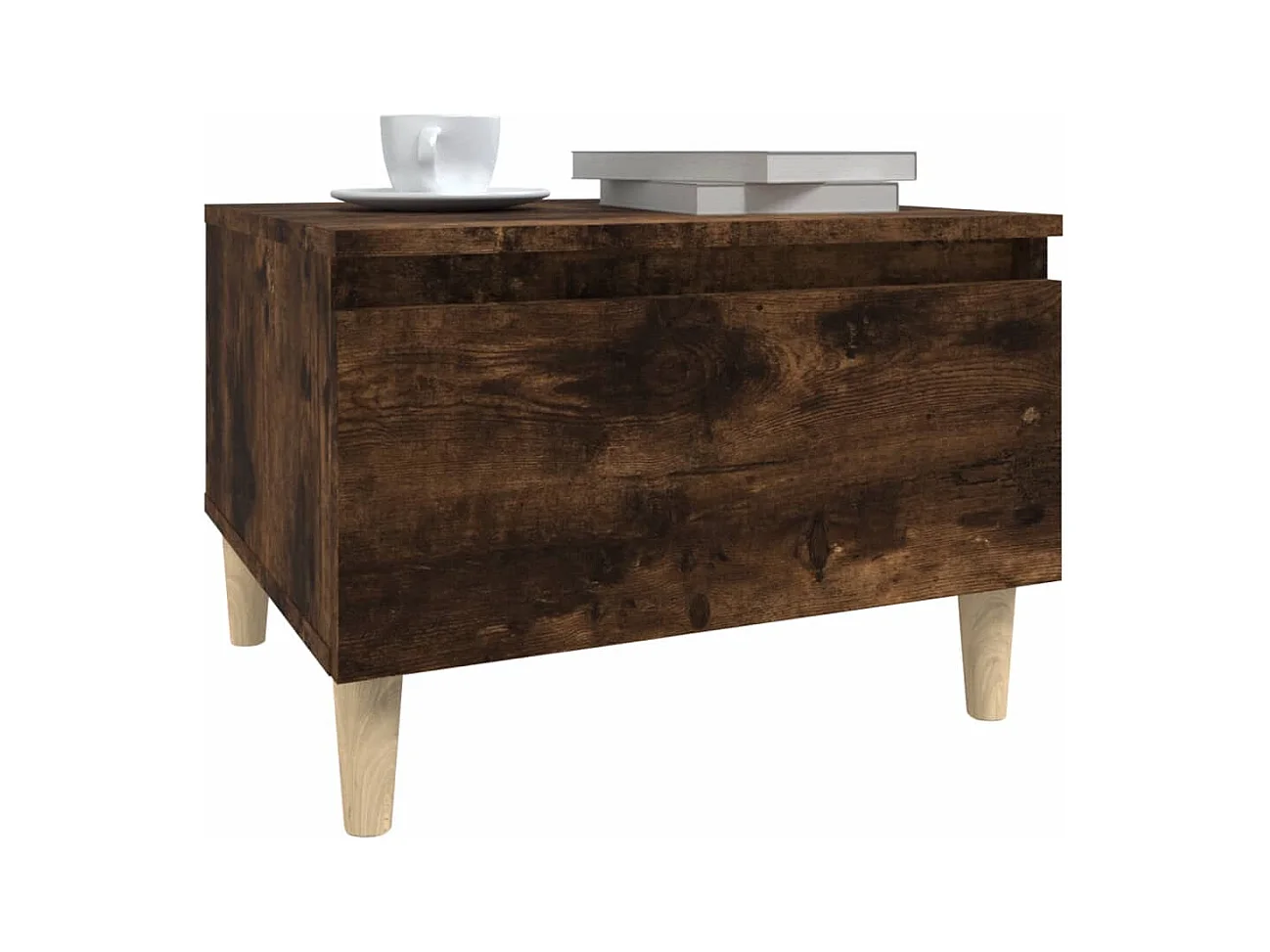 Bijzettafel 50x46x35 cm bewerkt hout gerookt eikenkleurig