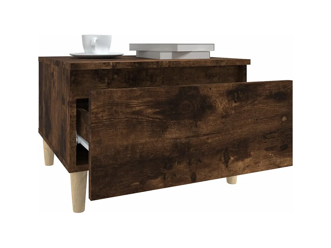 Bijzettafel 50x46x35 cm bewerkt hout gerookt eikenkleurig