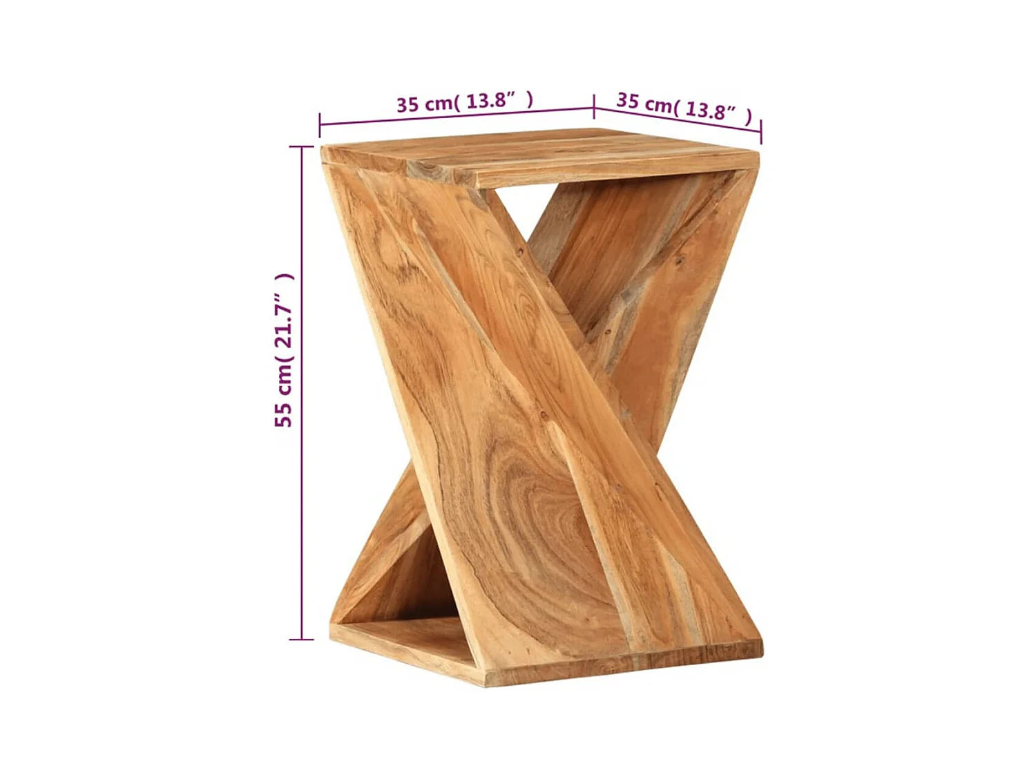 Bijzettafel 35x35x55 cm massief acaciahout