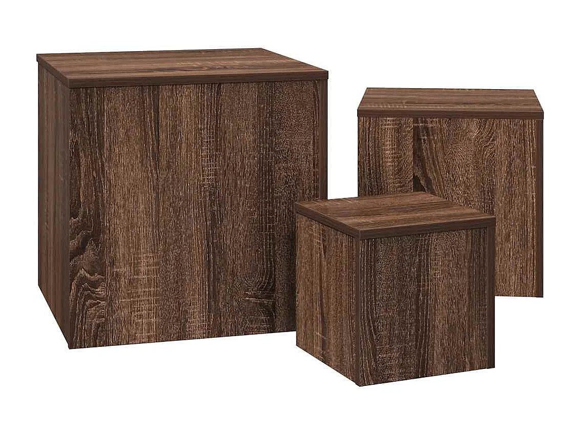 Tables d'appoint 3 pcs Chêne marron Bois d'ingénierie