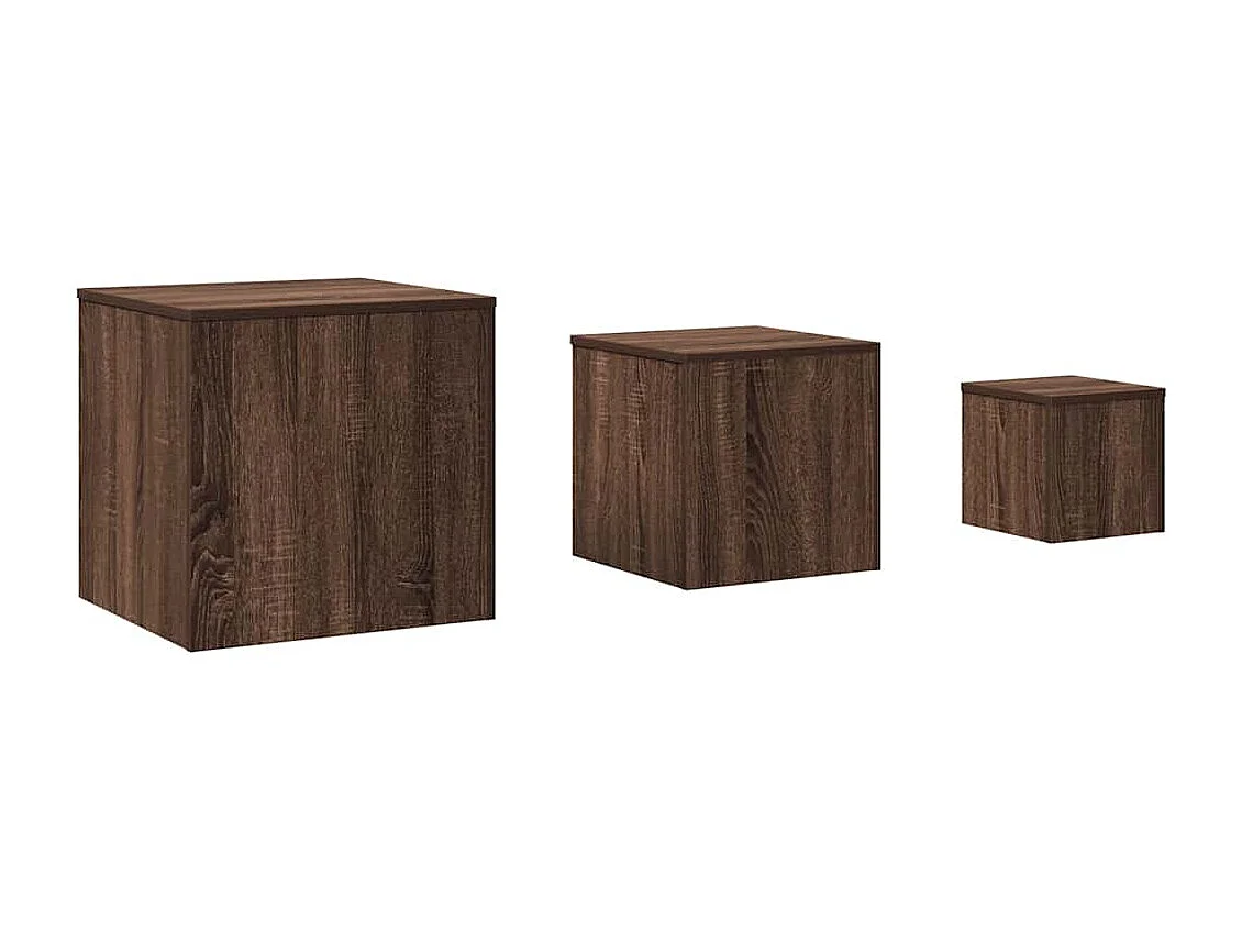 Bijzettafels 3 st bewerkt hout bruin eikenkleur